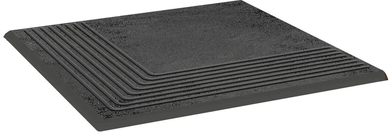 Угловая ступень для крыльца с насечкой Paradyz Semir Grafit 300х300х8.5 мм