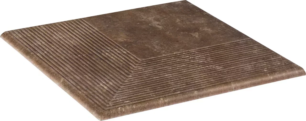 Ступень угловая для крыльца с насечкой Paradyz Ilario Brown 300х300х8.5 мм