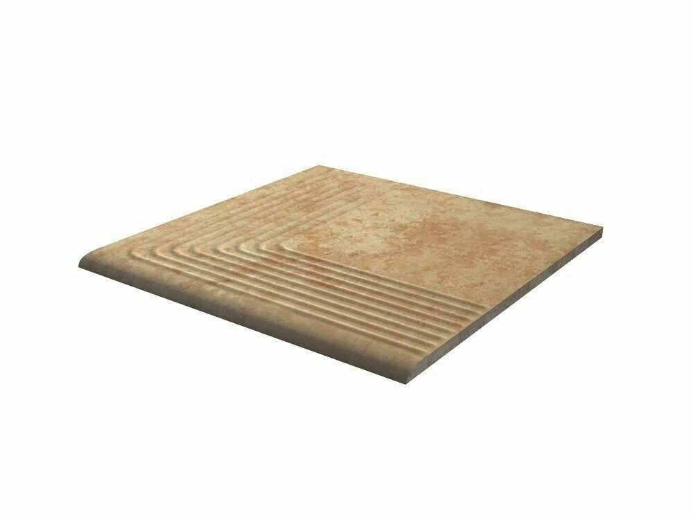 Ступень угловая для крыльца с насечкой Paradyz Ilario Ochra 300х300х8.5 мм