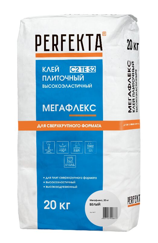 Клей для укладки крупноформатных плит высокоэластичный Мегафлекс C2 TE S2 белый, 20 кг