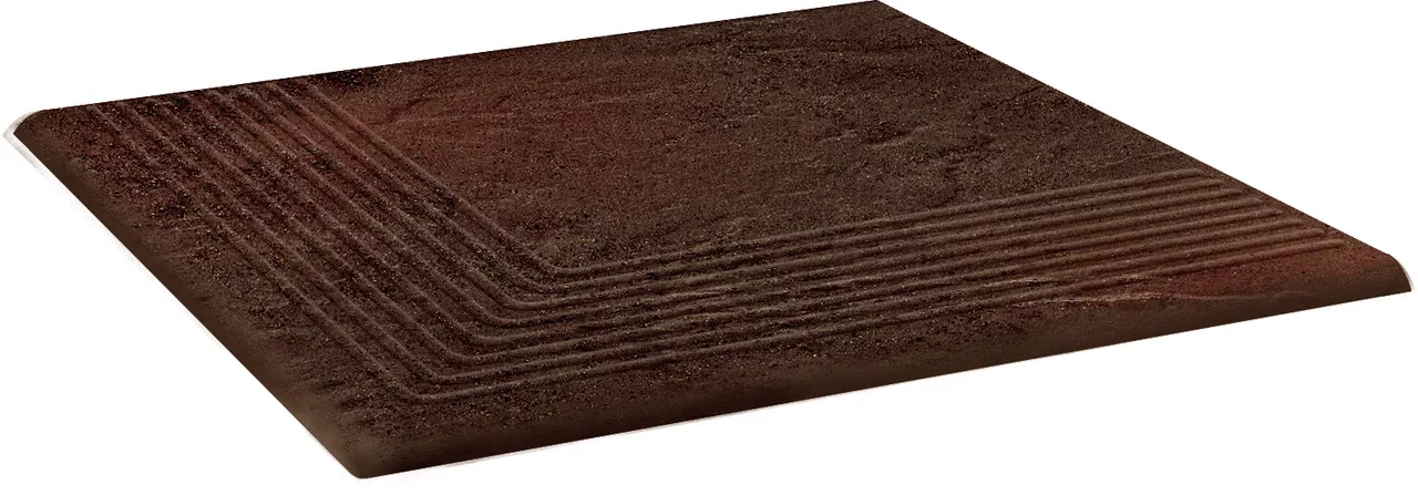 Угловая ступень для крыльца с насечкой Paradyz Semir Brown 300х300х8.5 мм